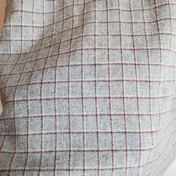 Vintage‎ Pan-her 26 Wool Blend A-line Midi Skirt Window Pane Plaid Pockets Gray - Picture 4 of 9